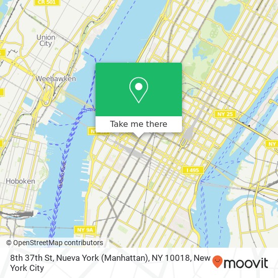 Mapa de 8th 37th St, Nueva York (Manhattan), NY 10018