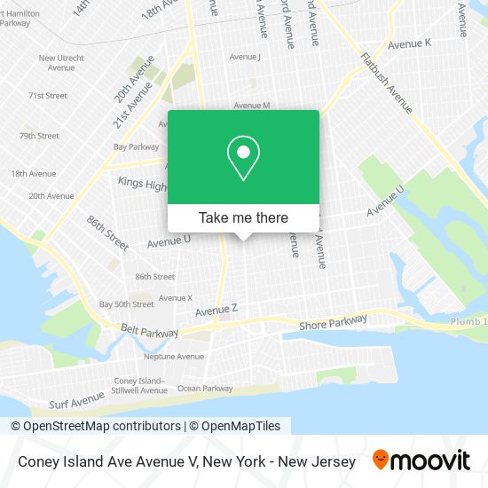 Mapa de Coney Island Ave Avenue V