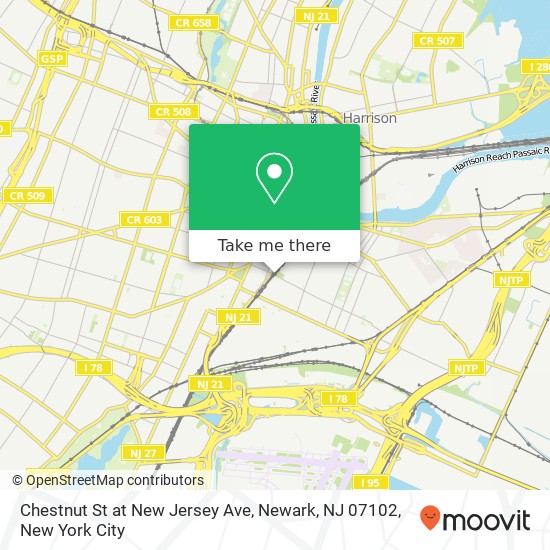 Mapa de Chestnut St at New Jersey Ave, Newark, NJ 07102