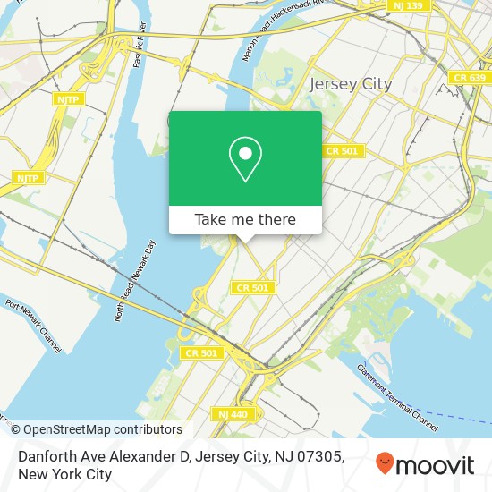 Mapa de Danforth Ave Alexander D, Jersey City, NJ 07305
