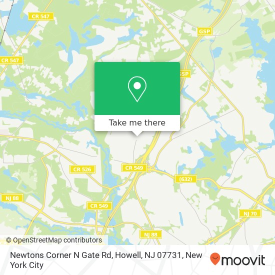 Mapa de Newtons Corner N Gate Rd, Howell, NJ 07731