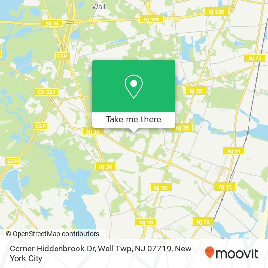 Mapa de Corner Hiddenbrook Dr, Wall Twp, NJ 07719