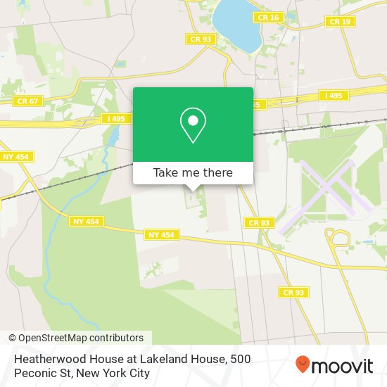 Mapa de Heatherwood House at Lakeland House, 500 Peconic St