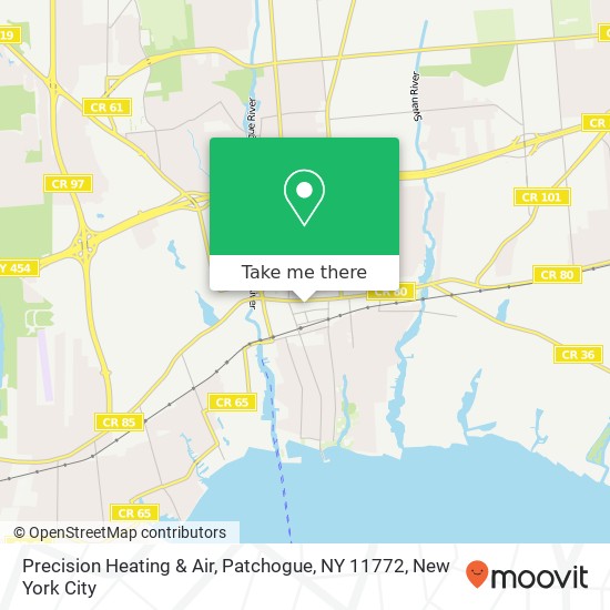 Mapa de Precision Heating & Air, Patchogue, NY 11772