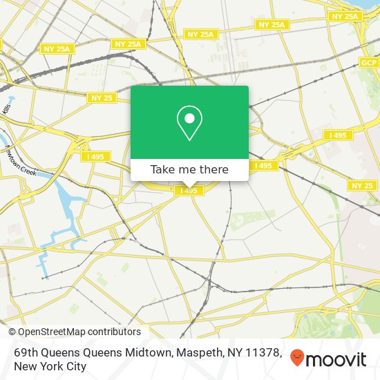 Mapa de 69th Queens Queens Midtown, Maspeth, NY 11378