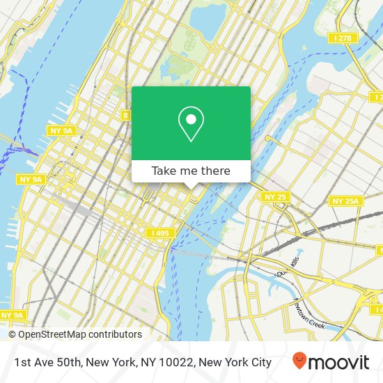 1st Ave 50th, New York, NY 10022 map