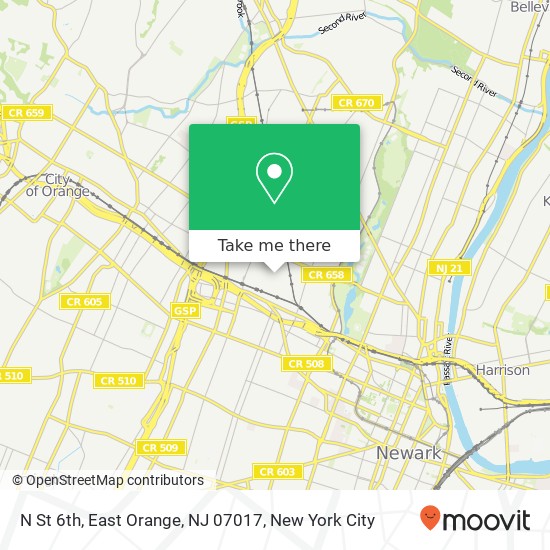 Mapa de N St 6th, East Orange, NJ 07017