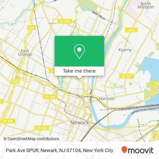 Mapa de Park Ave SPUR, Newark, NJ 07104