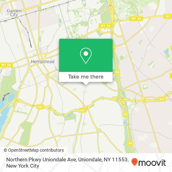 Mapa de Northern Pkwy Uniondale Ave, Uniondale, NY 11553