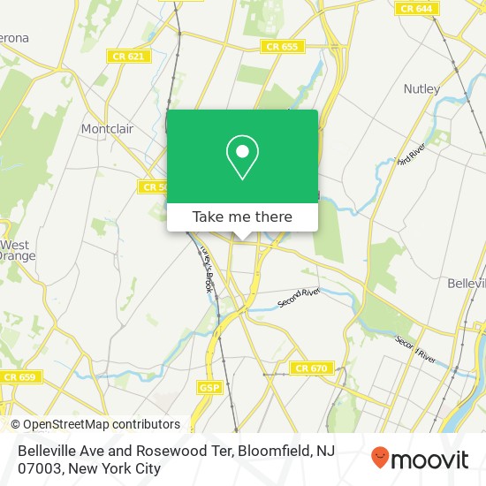 Mapa de Belleville Ave and Rosewood Ter, Bloomfield, NJ 07003