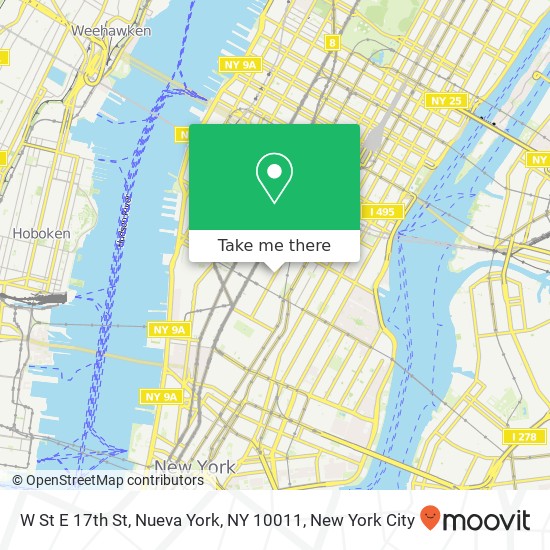 Mapa de W St E 17th St, Nueva York, NY 10011