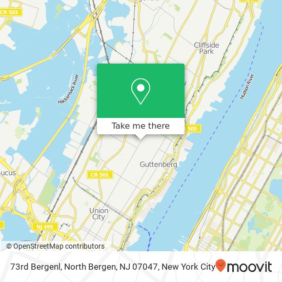 Mapa de 73rd Bergenl, North Bergen, NJ 07047