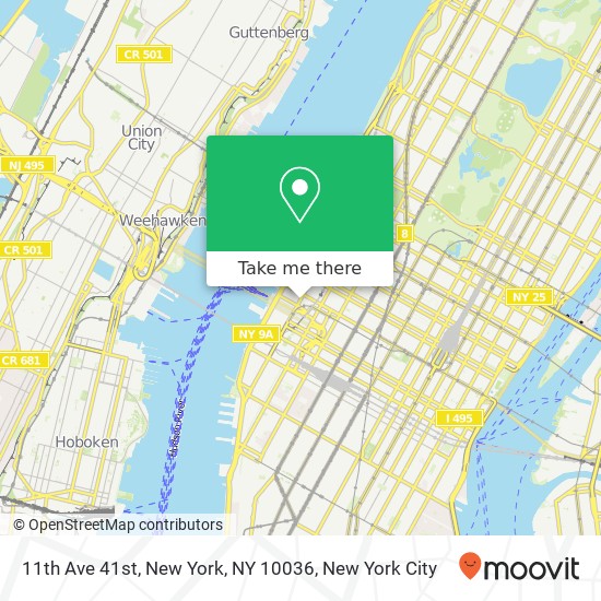 Mapa de 11th Ave 41st, New York, NY 10036