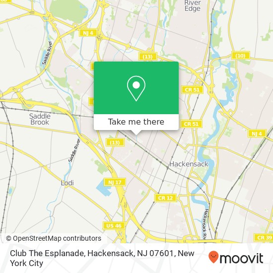 Mapa de Club The Esplanade, Hackensack, NJ 07601