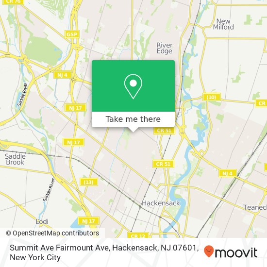 Summit Ave Fairmount Ave, Hackensack, NJ 07601 map