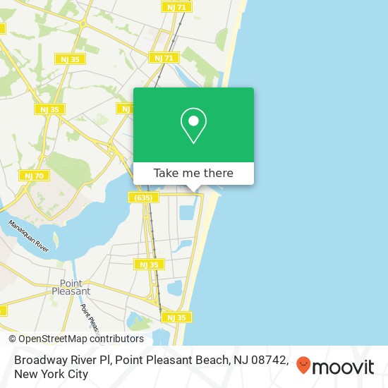 Mapa de Broadway River Pl, Point Pleasant Beach, NJ 08742