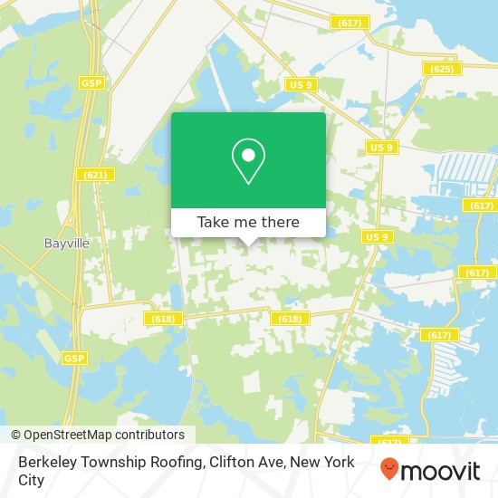 Berkeley Township Roofing, Clifton Ave map