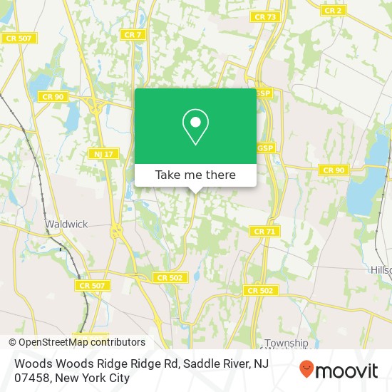 Mapa de Woods Woods Ridge Ridge Rd, Saddle River, NJ 07458