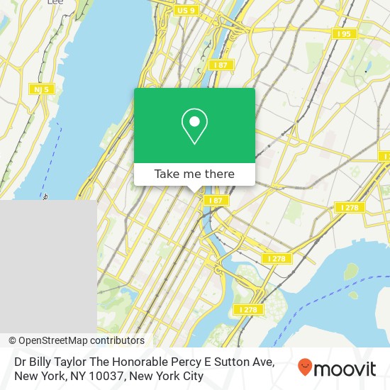 Dr Billy Taylor The Honorable Percy E Sutton Ave, New York, NY 10037 map