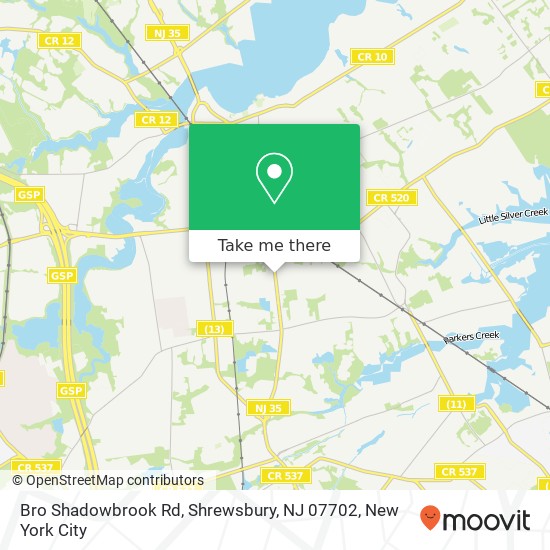 Mapa de Bro Shadowbrook Rd, Shrewsbury, NJ 07702