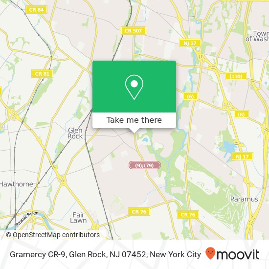 Mapa de Gramercy CR-9, Glen Rock, NJ 07452