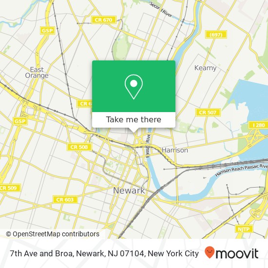 7th Ave and Broa, Newark, NJ 07104 map