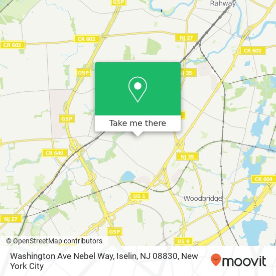 Mapa de Washington Ave Nebel Way, Iselin, NJ 08830