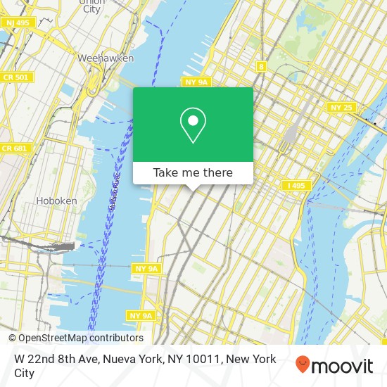 Mapa de W 22nd 8th Ave, Nueva York, NY 10011