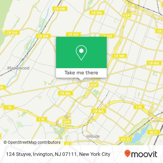 Mapa de 124 Stuyve, Irvington, NJ 07111