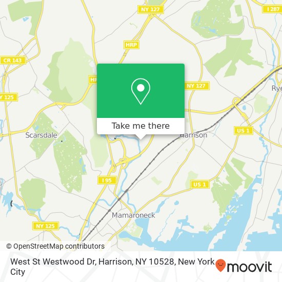 Mapa de West St Westwood Dr, Harrison, NY 10528