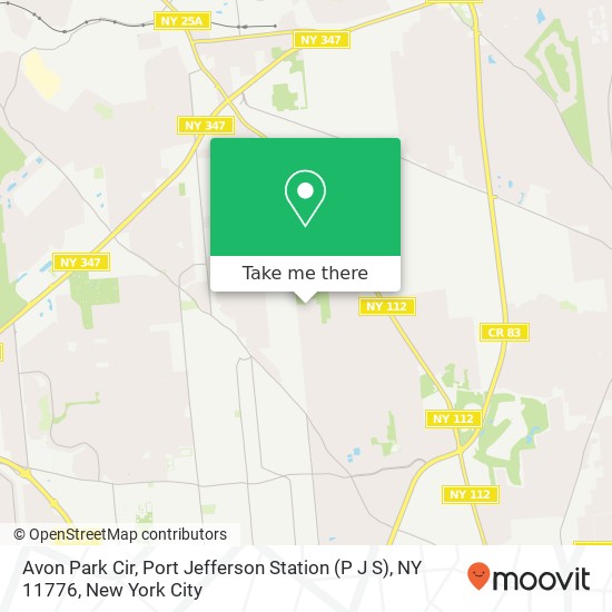 Mapa de Avon Park Cir, Port Jefferson Station (P J S), NY 11776