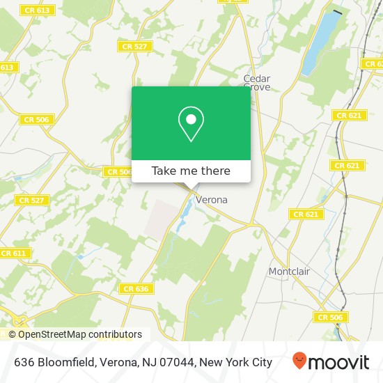 Mapa de 636 Bloomfield, Verona, NJ 07044