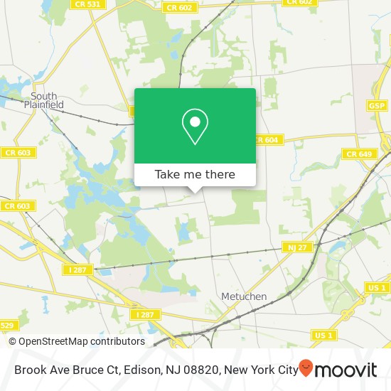 Mapa de Brook Ave Bruce Ct, Edison, NJ 08820