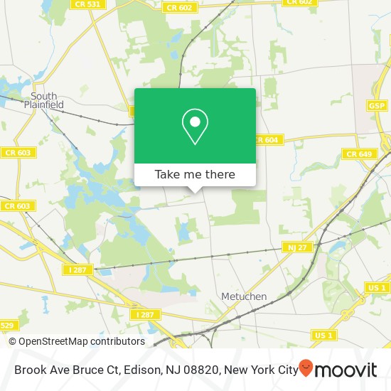 Brook Ave Bruce Ct, Edison, NJ 08820 map