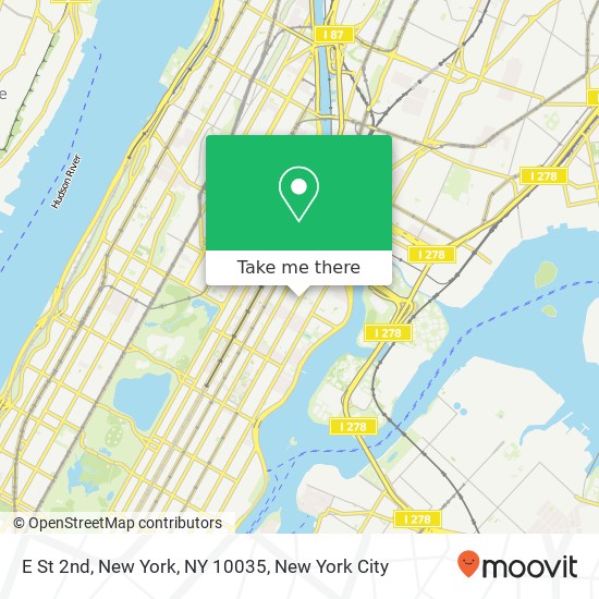 E St 2nd, New York, NY 10035 map