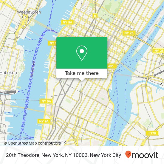 Mapa de 20th Theodore, New York, NY 10003