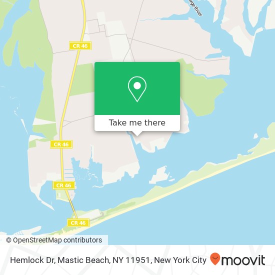 Mapa de Hemlock Dr, Mastic Beach, NY 11951