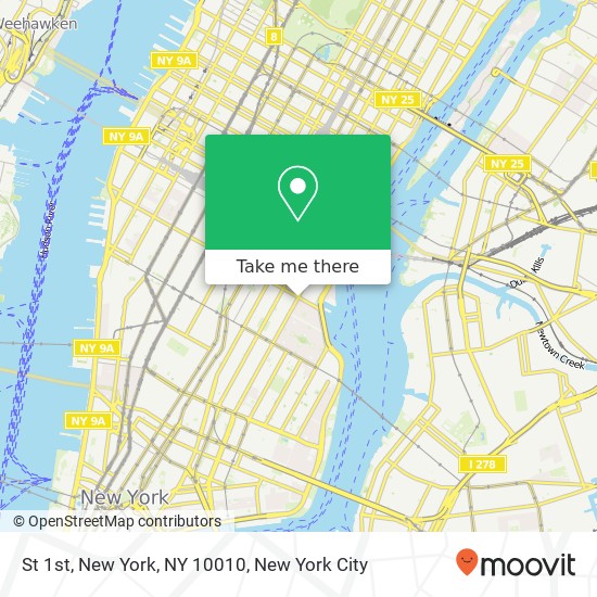 St 1st, New York, NY 10010 map