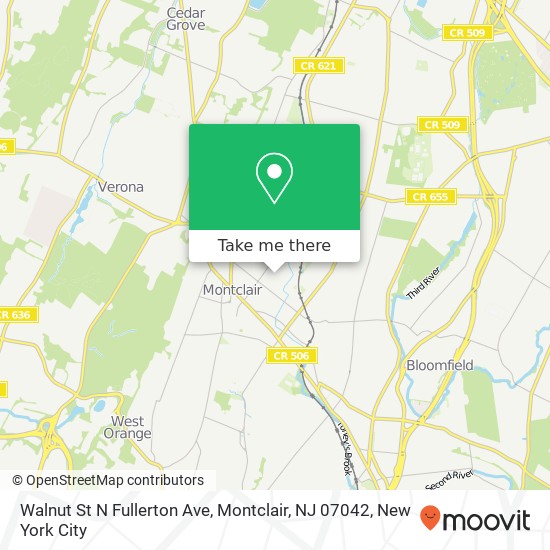 Mapa de Walnut St N Fullerton Ave, Montclair, NJ 07042