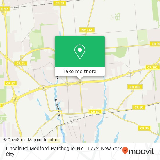 Mapa de Lincoln Rd Medford, Patchogue, NY 11772