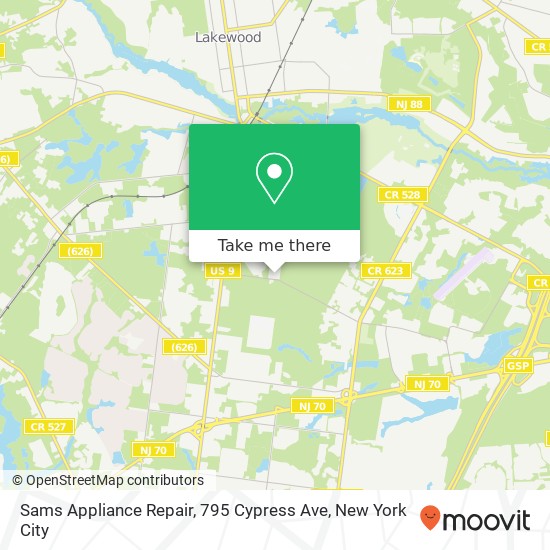 Mapa de Sams Appliance Repair, 795 Cypress Ave