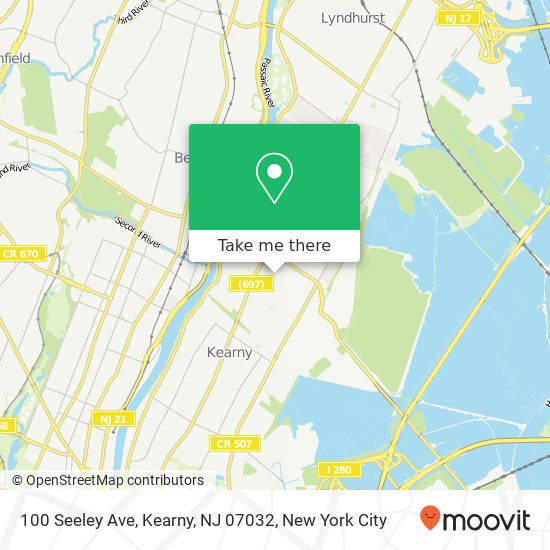 Mapa de 100 Seeley Ave, Kearny, NJ 07032