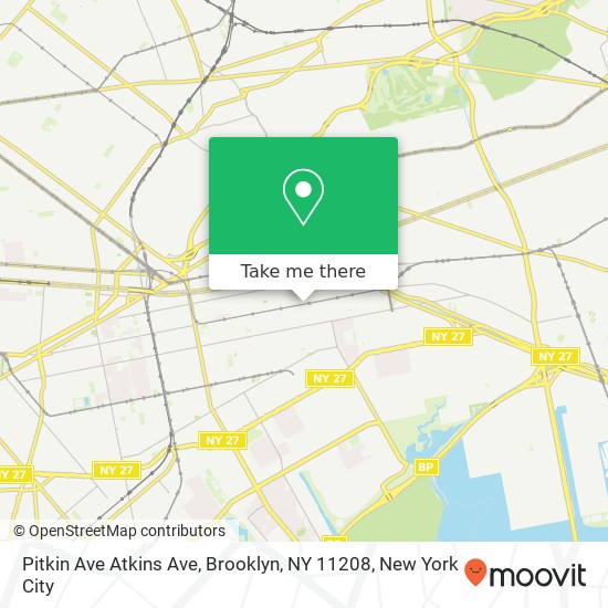 Mapa de Pitkin Ave Atkins Ave, Brooklyn, NY 11208