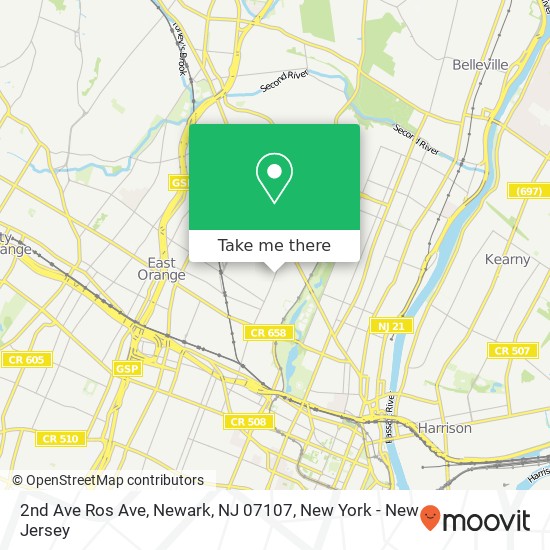 Mapa de 2nd Ave Ros Ave, Newark, NJ 07107