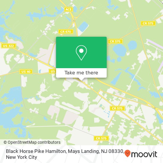 Mapa de Black Horse Pike Hamilton, Mays Landing, NJ 08330