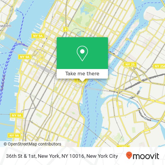36th St & 1st, New York, NY 10016 map