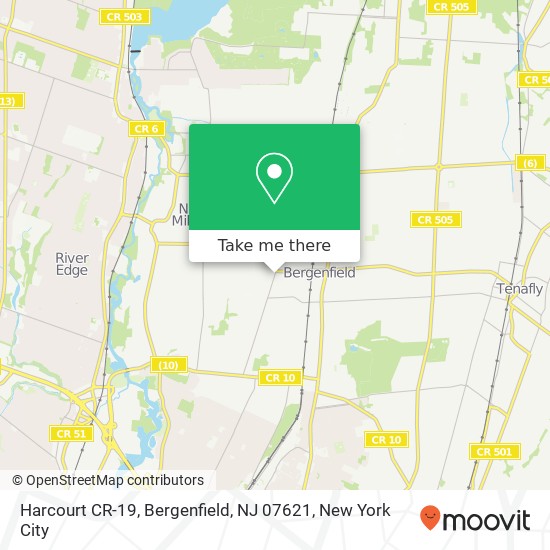 Mapa de Harcourt CR-19, Bergenfield, NJ 07621