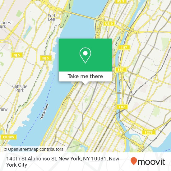 Mapa de 140th St Alphonso St, New York, NY 10031