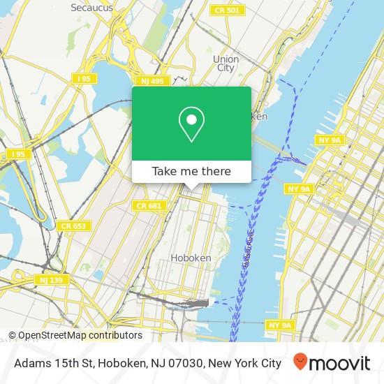 Mapa de Adams 15th St, Hoboken, NJ 07030