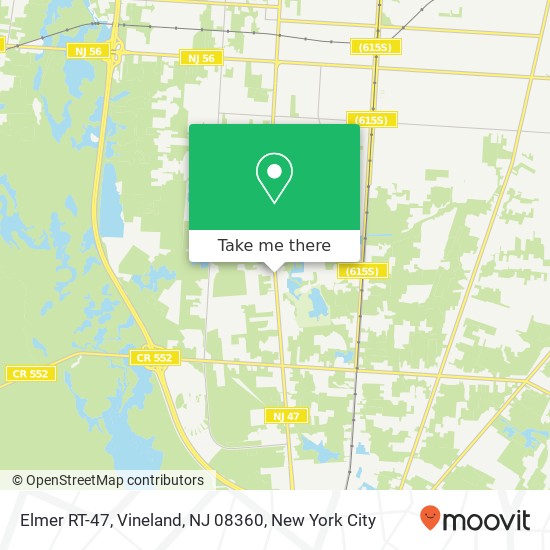 Mapa de Elmer RT-47, Vineland, NJ 08360